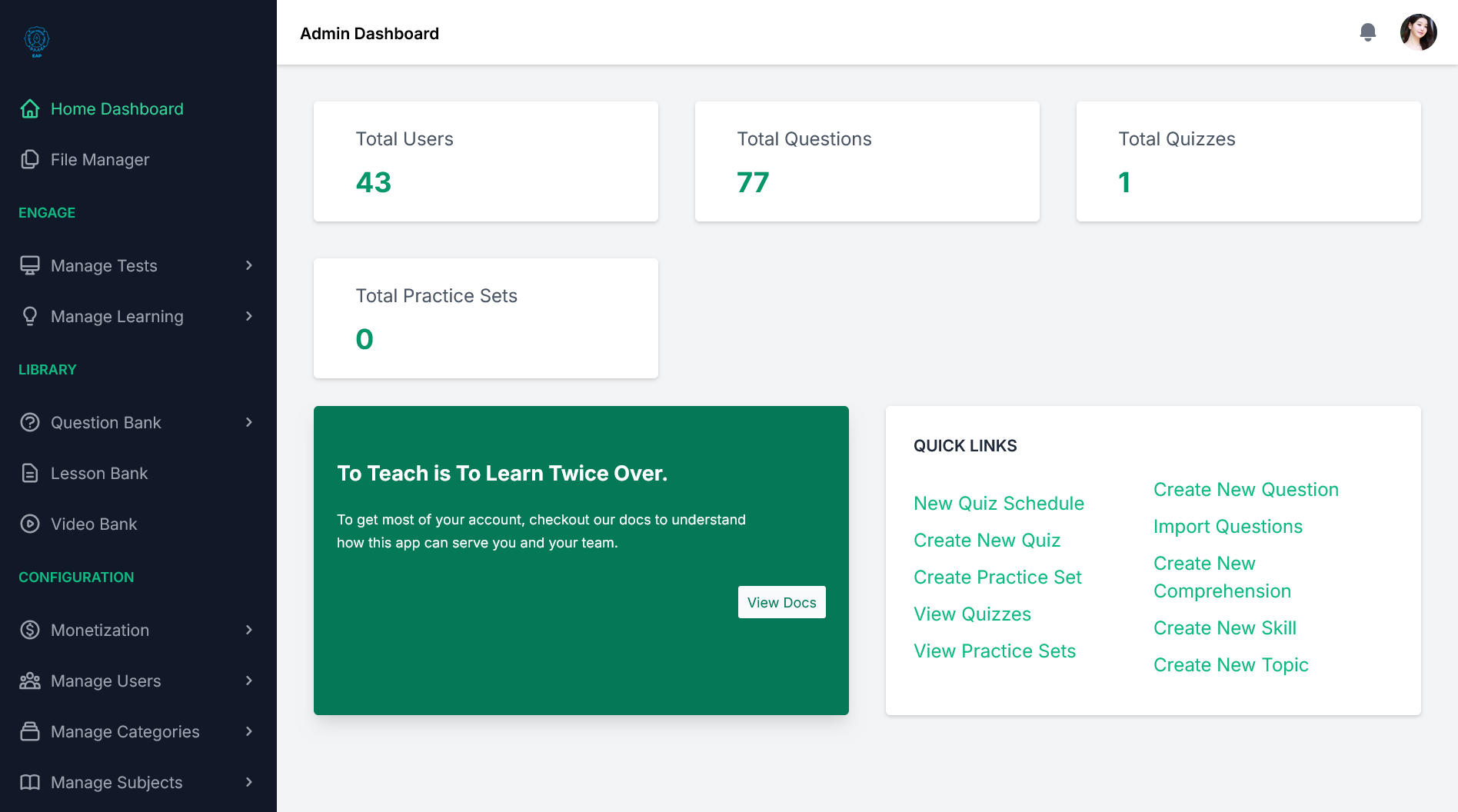 Admin Panel Page